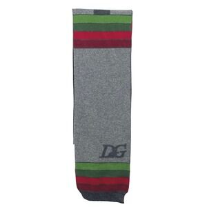 D&G Dolce & Gabbana Scarf Gray Green Red Striped Logo Knit Unisex‎ 48"
